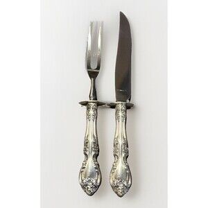 Gorham Melrose Sterling Silver 2pc Steak Carving Set Knife 10" Fork 8 3/4"
